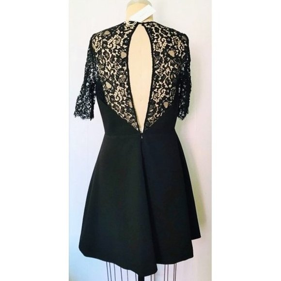 BA&SH Black Lace Open Back Verlaine Dress 10 NWT Elegant Coquette Cocktail Party - Picture 6 of 15